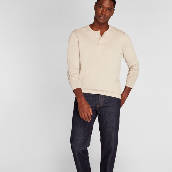 Doubleface Long-Sleeve Henley - New With Tags - NEVER WORN - BEIGE* -AS LAST PIC - Picture 4 of 5